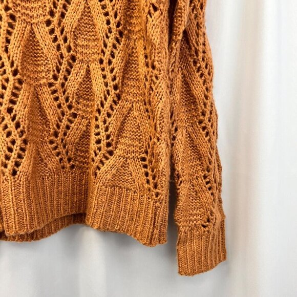 Lumiere Open Knit Long Sleeve Pullover Sweater Womens Size Small Spice - Picture 4 of 9